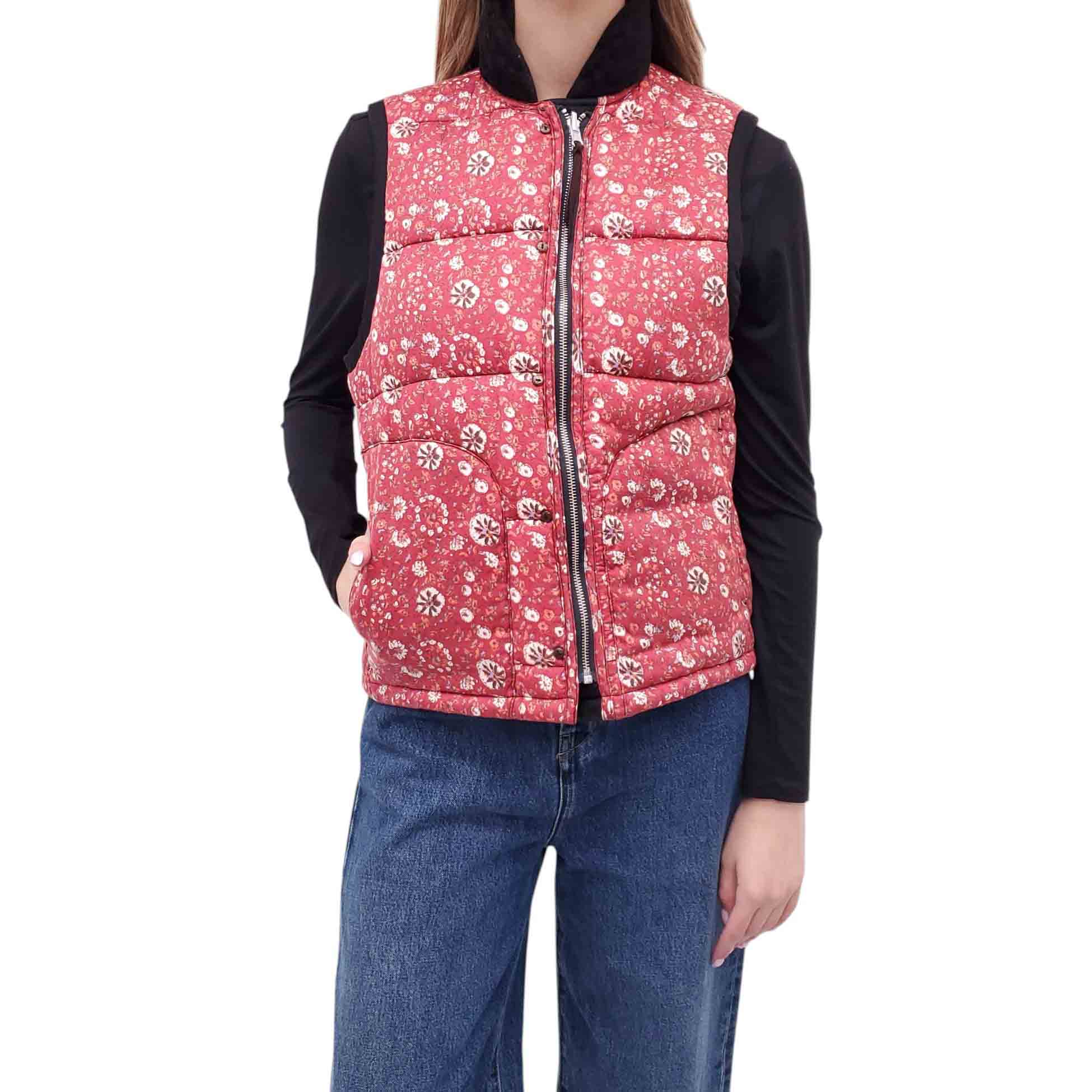 XIRENA BLACK REVERSIBLE VEST WITH FLORAL LINING - SIZE XS