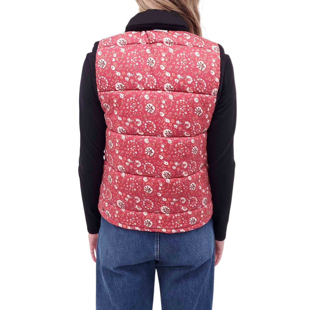 XIRENA BLACK REVERSIBLE VEST WITH FLORAL LINING - SIZE XS