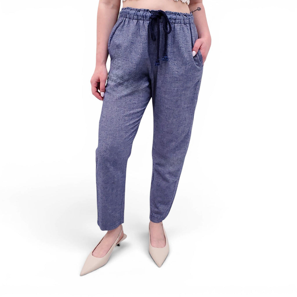 XIRENA DENIM-EFFECT COTTON PANTS - SIZE S