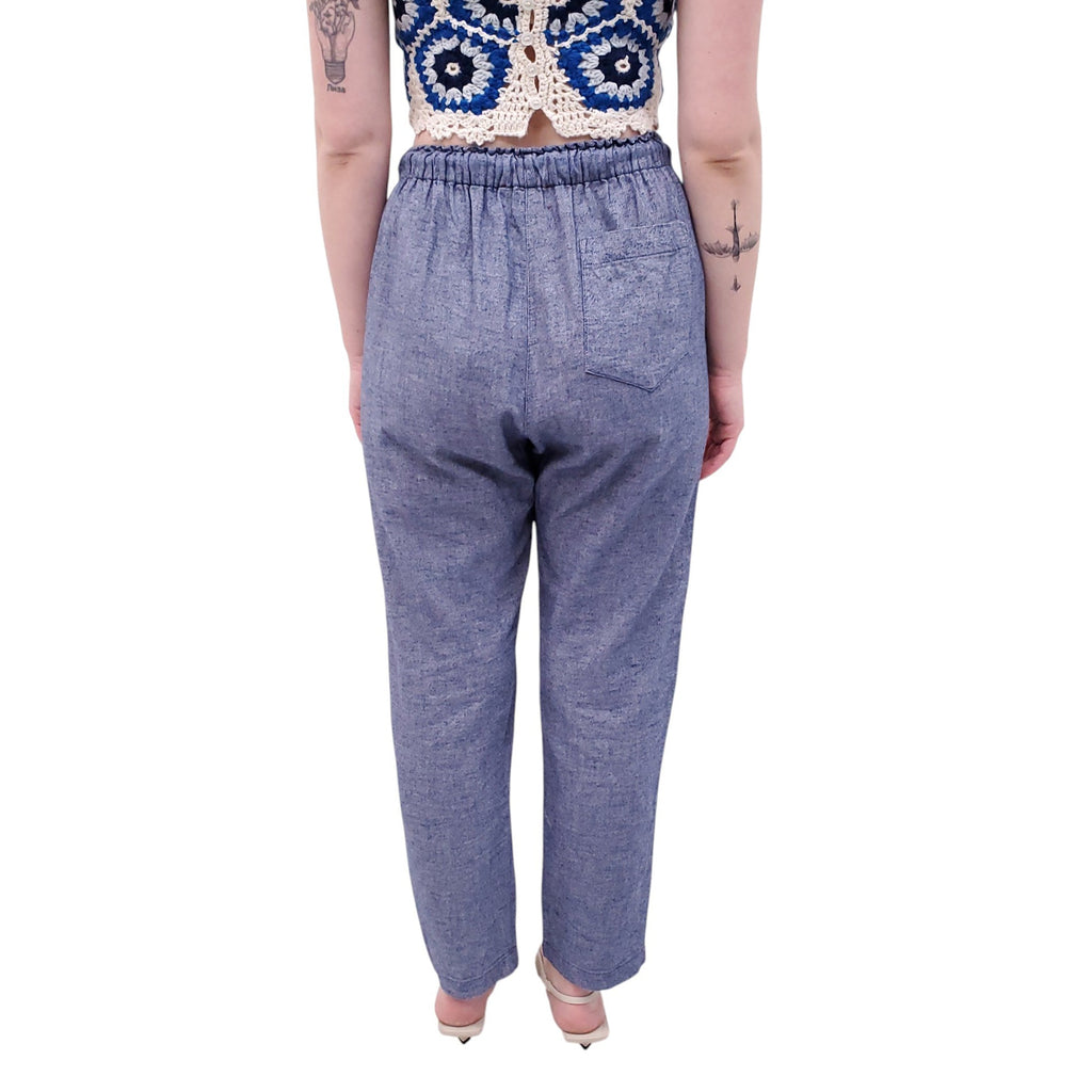 XIRENA DENIM-EFFECT COTTON PANTS - SIZE S