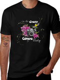 Crazy Camera Lady Black Graphic Tee