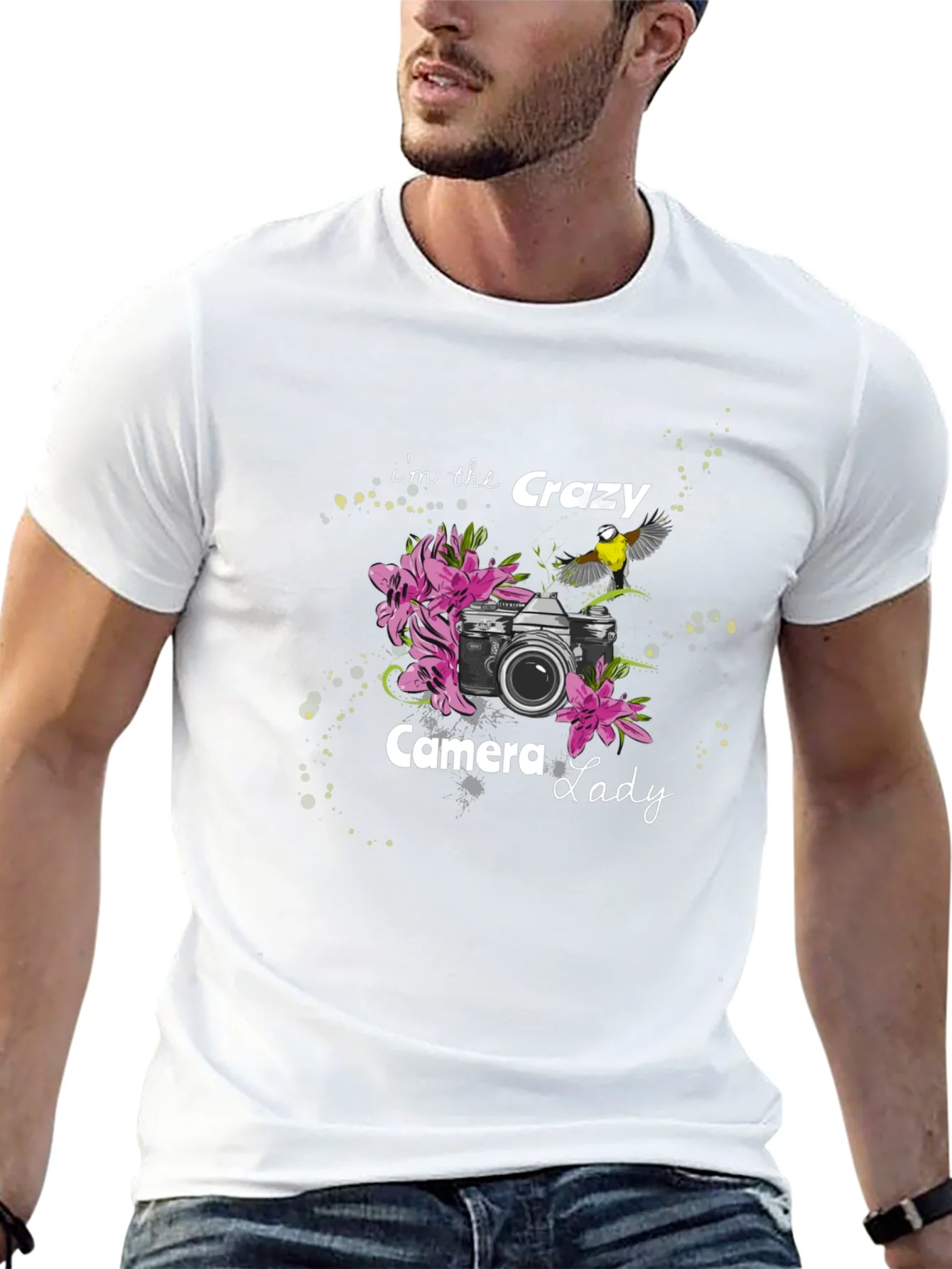 Crazy Camera Lady Black Graphic Tee