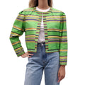 YVES SAINT LAURENT RIVE GAUCHE GREEN SATIN STRIPED BLAZER - SIZE M