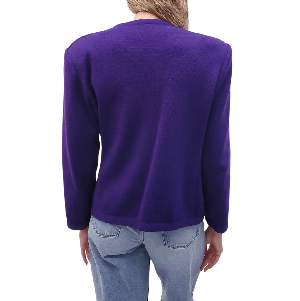 YVES SAINT LAURENT RIVE GAUCHE PURPLE CARDIGAN - SIZE M