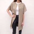 YVES SALOMON KHAKI SUEDE VEST - SIZE 40