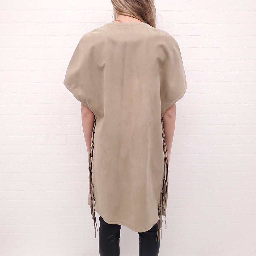 YVES SALOMON KHAKI SUEDE VEST - SIZE 40