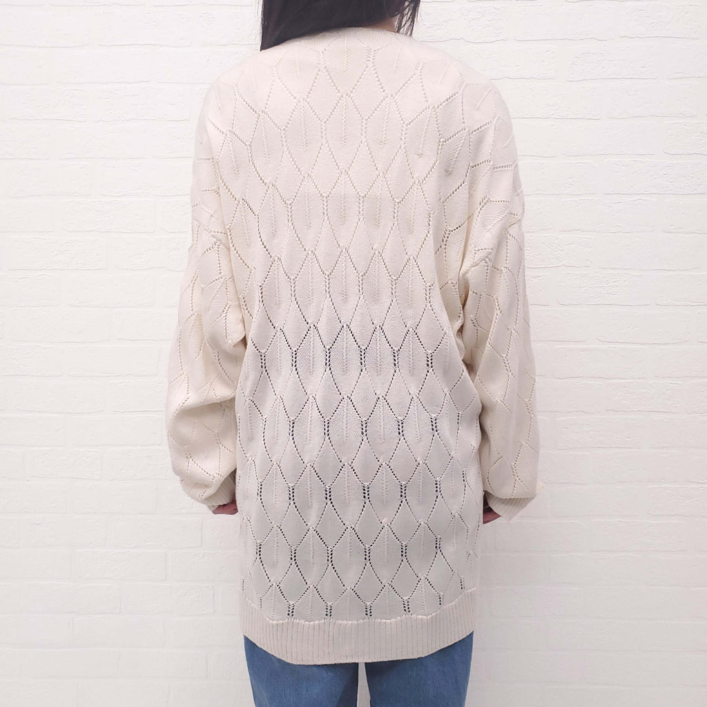 Y/PROJECT CREAM KNIT CARDIGAN WITH BUILT IN BUSTIER - SIZE M
