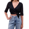 ZIMMERMANN BLACK EYELET WRAP TOP - SIZE 0 (US 4)