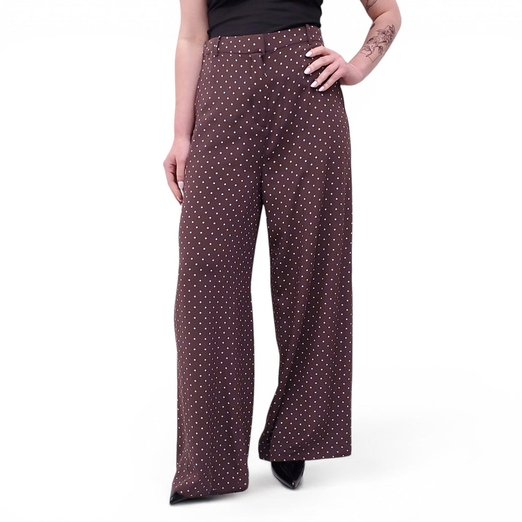 ZIMMERMANN BURGUNDY POLKA DOT PANTS - SIZE 1 (US 6)