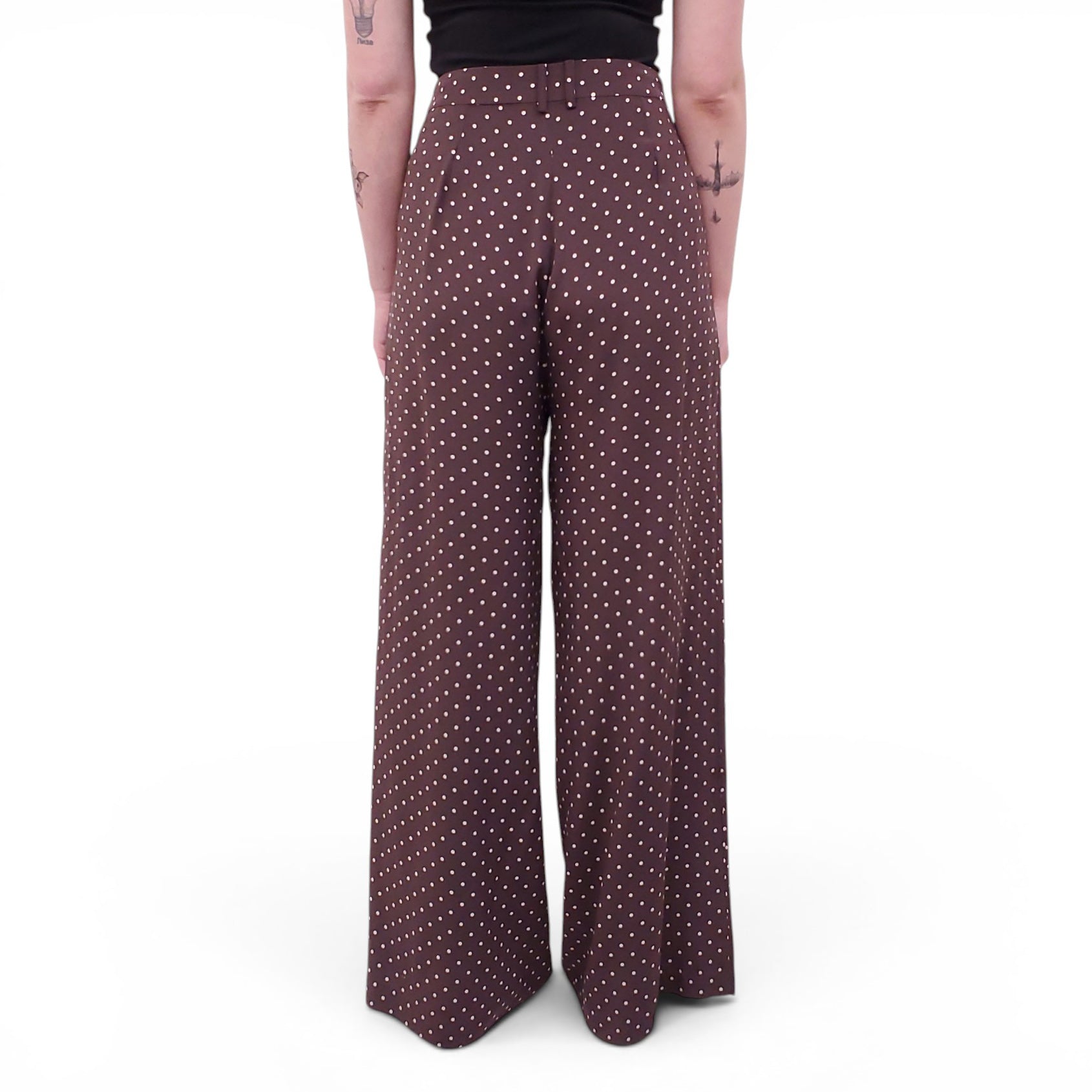 ZIMMERMANN BURGUNDY POLKA DOT PANTS - SIZE 1 (US 6)