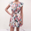 ZIMMERMANN MULTICOLOURED FLORAL LINEN DRESS WITH BELT - SIZE 1 (US 4)