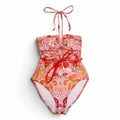 ZIMMERMANN PINK PAISLEY 'VIOLET RUCHED HALTER' ONE-PIECE SWIMSUIT - SIZE 1 (US 6)