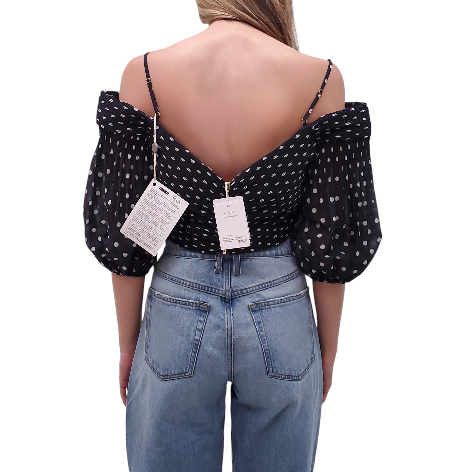 ZIMMERMANN POLKA DOT CROPPED TOP - SIZE 3 (US 10)