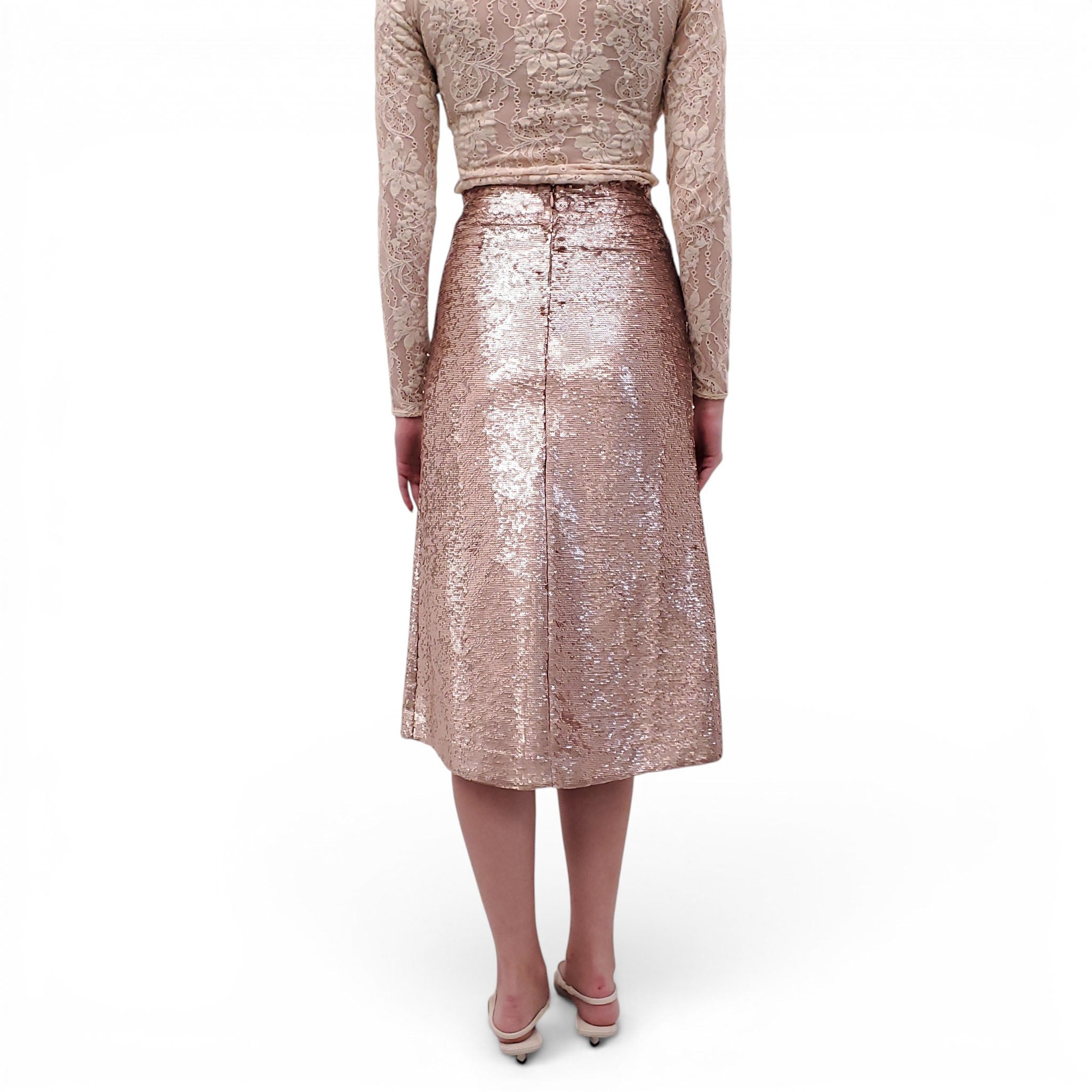 ZIMMERMANN ROSE GOLD SEQUIN SKIRT - SIZE 0 (US 4)