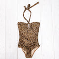 ZIMMERMANN TAN LEOPARD EMPIRE SQUARE LINK SWIMSUIT - SIZE 0/XS
