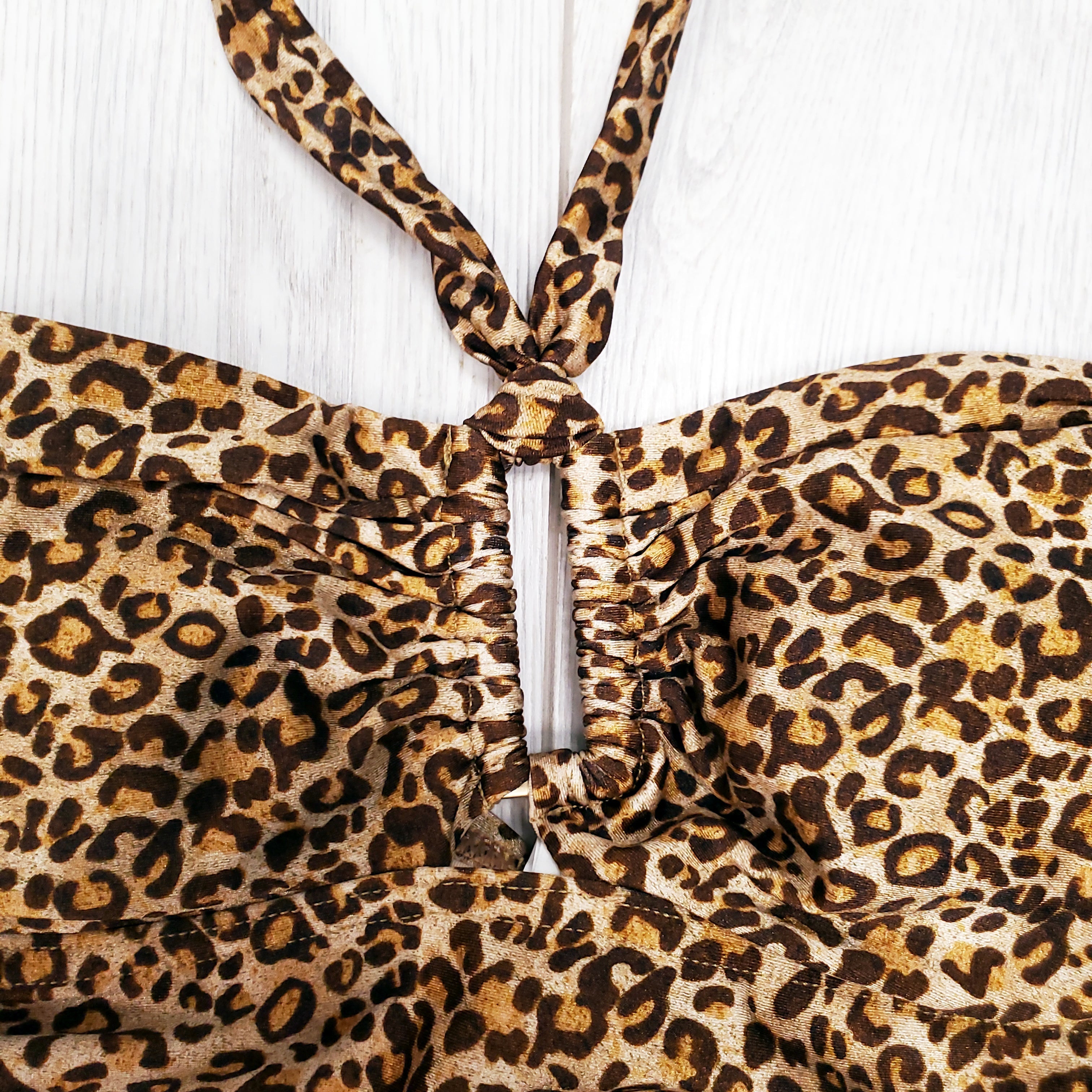 ZIMMERMANN TAN LEOPARD EMPIRE SQUARE LINK SWIMSUIT - SIZE 0/XS