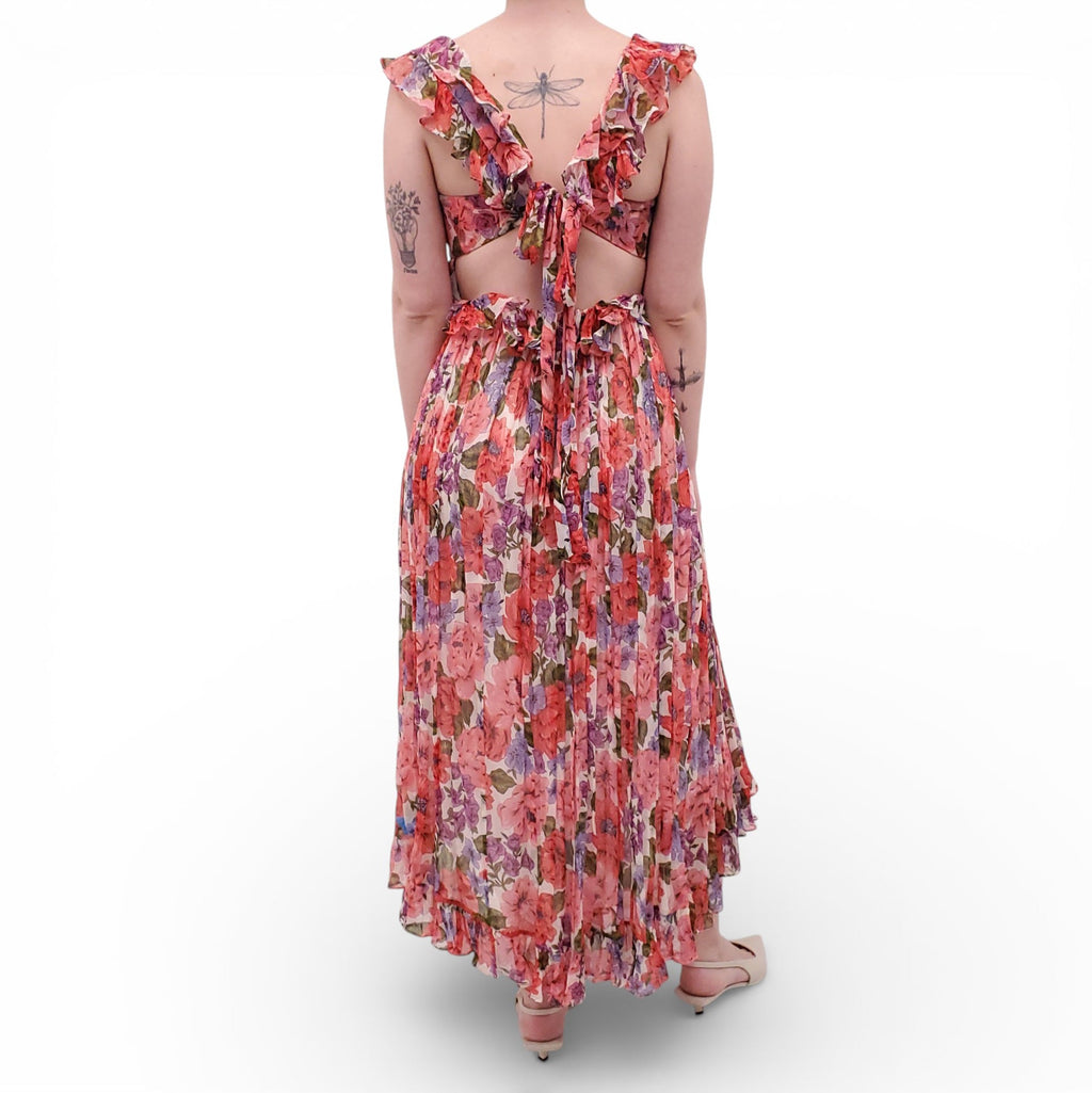 ZIMMERMANN 'POPPY' FRILL EDGE MIDI DRESS - SIZE 3 (US 10)