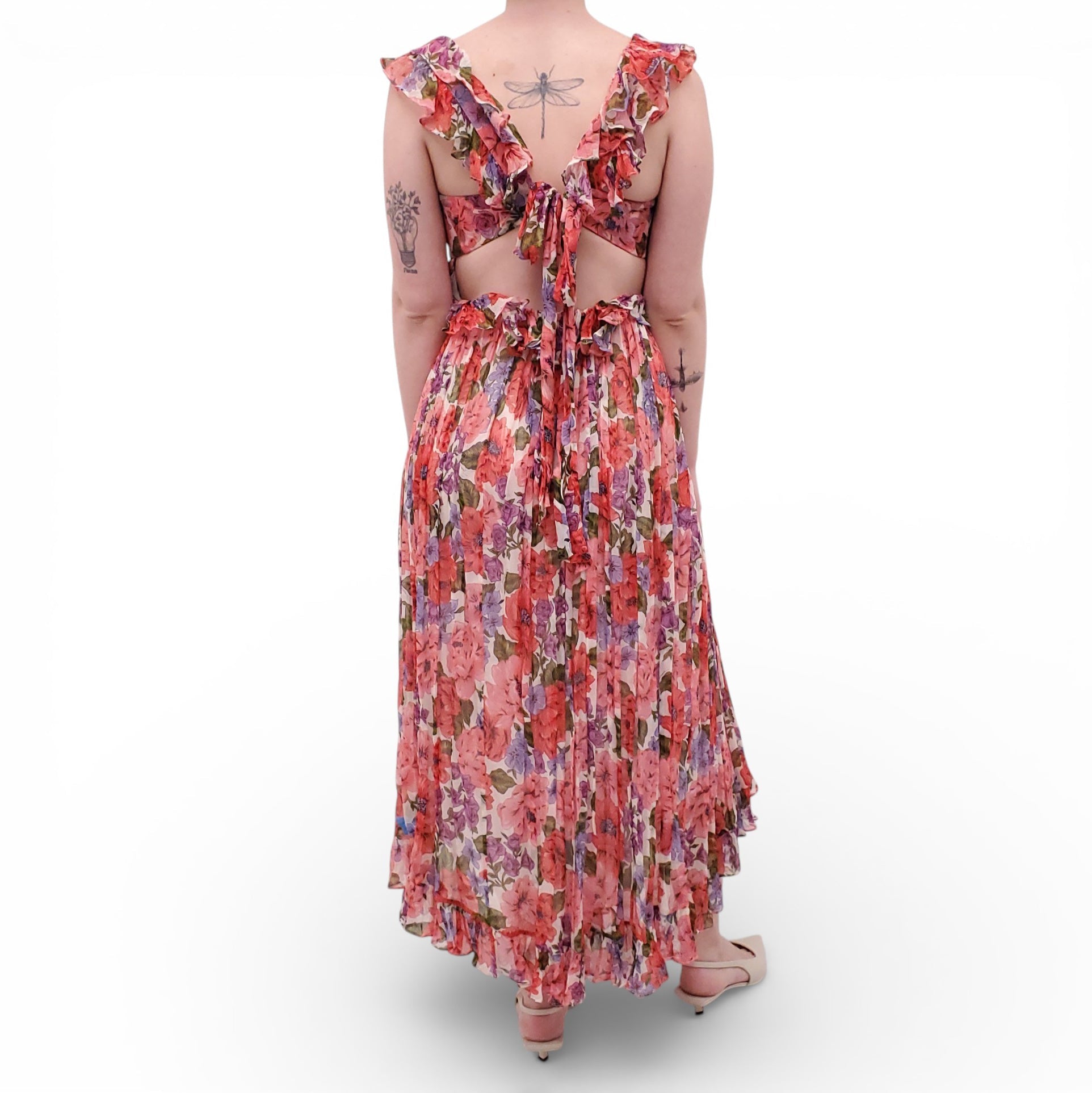 ZIMMERMANN 'POPPY' FRILL EDGE MIDI DRESS - SIZE 3 (US 10)