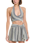 Lisa Marie Fernandez Farrah Halter Linen-Blend Tie Top