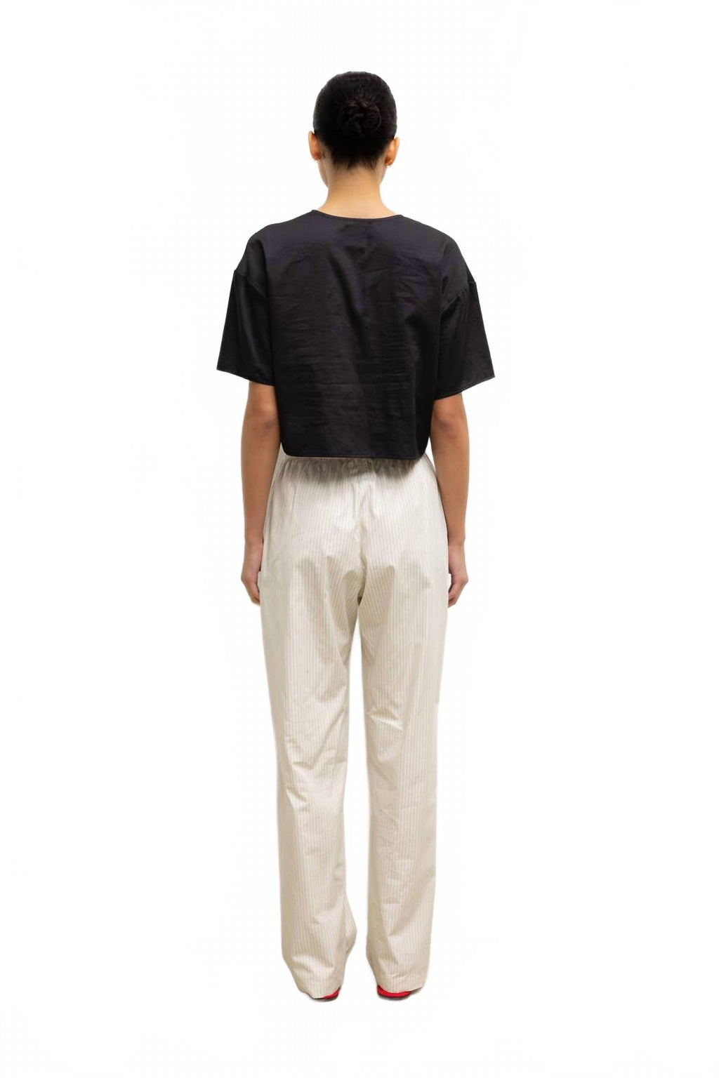 Yoko Tie Cropped Top In Black