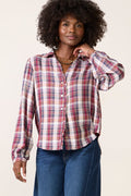 Women's Plaid Ruffle Button Down Shirt