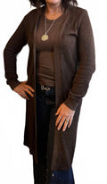 Adeline Sweater Midi Length Cardigan In Mahogany