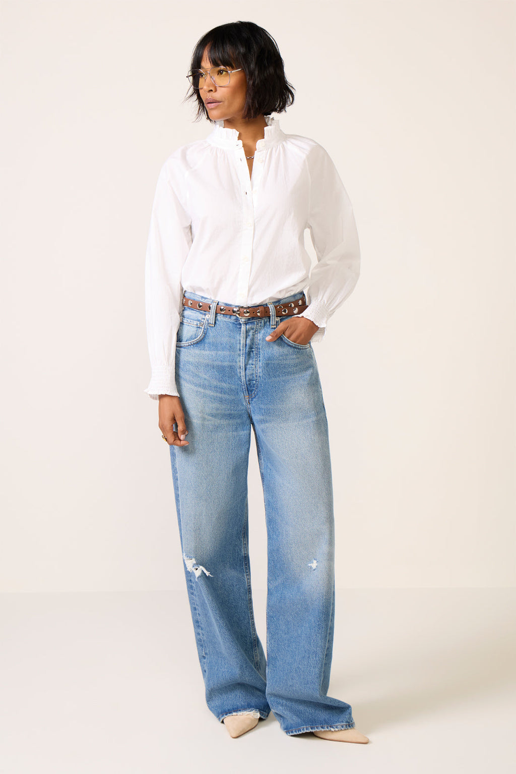 Women's Ruffle Neck Shirt