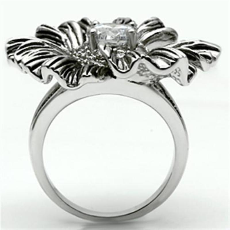 Rhodium Brass Ring with AAA Grade CZ in Clear