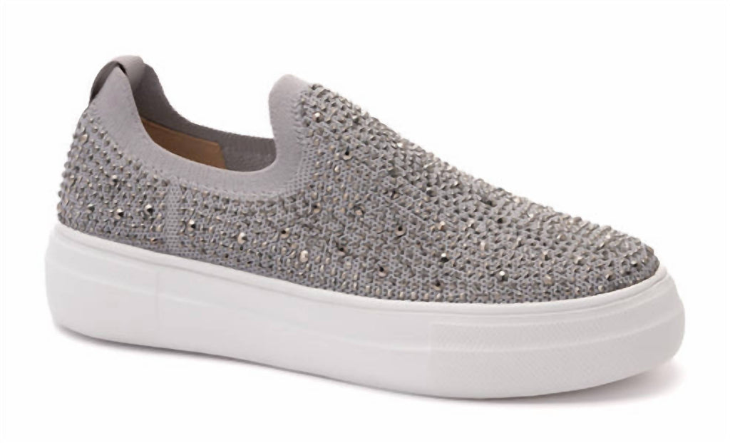 Women's Swank Slip On Shoes In Grey Crystals