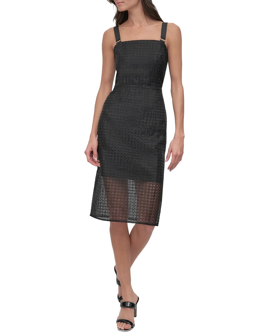 DKNY Circle Organza Eyelet Midi Dress