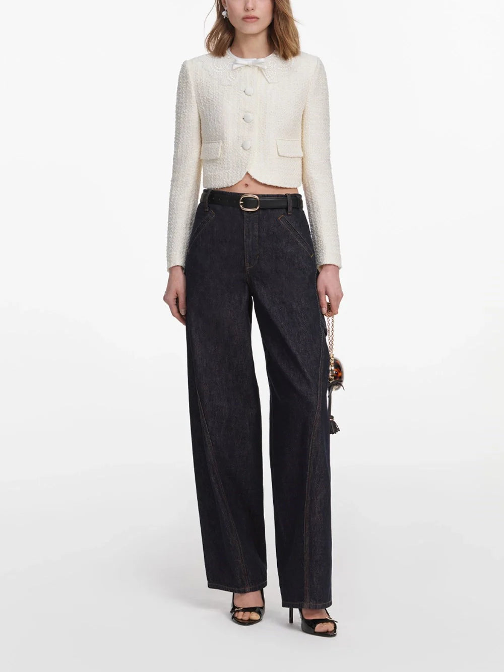 Self-Portrait Women Boucle Lace Collar Jacket