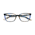Bayona Rectangular Tortoiseshell and Blue Acetate Eyeglasses