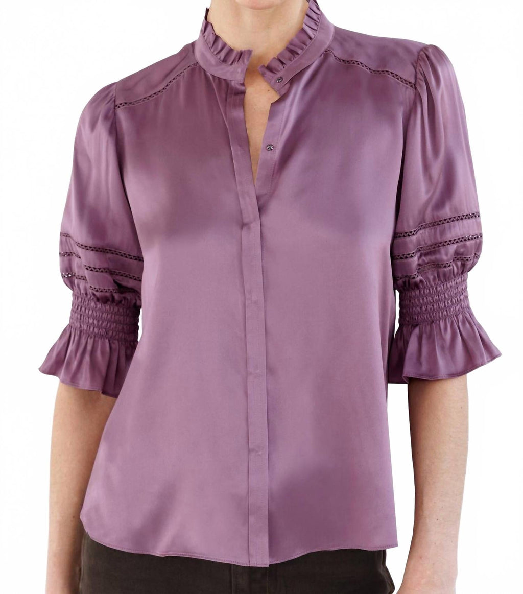 Luxe Fleamarket Embroidered Top In Beet Root