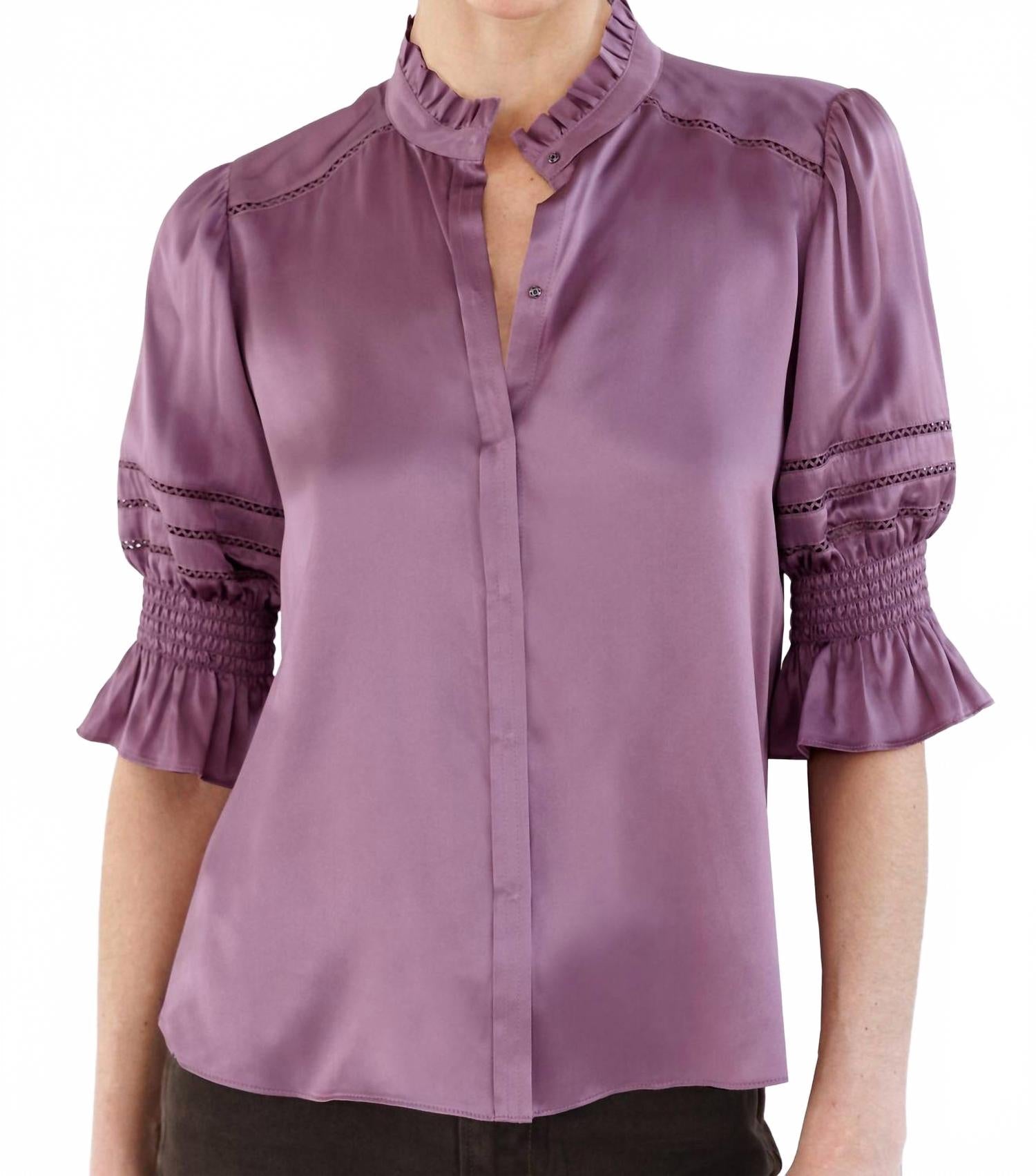 Luxe Fleamarket Embroidered Top In Beet Root