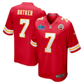 Men's Kansas City Chiefs Harrison Butker #7 Red Super Bowl LVII Patch Game Jersey1