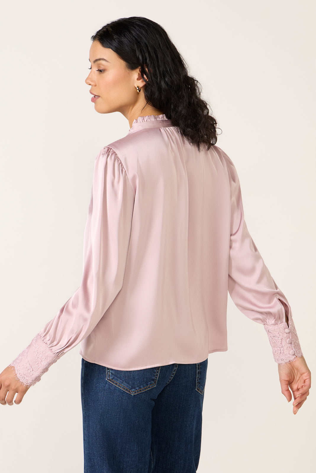 Women's Kennedy Lace Cuff Satin Top