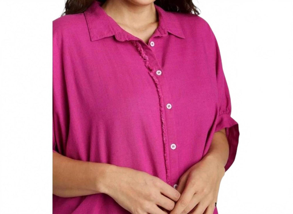 With Out Your Love Button Front Top - Plus Size In Magenta