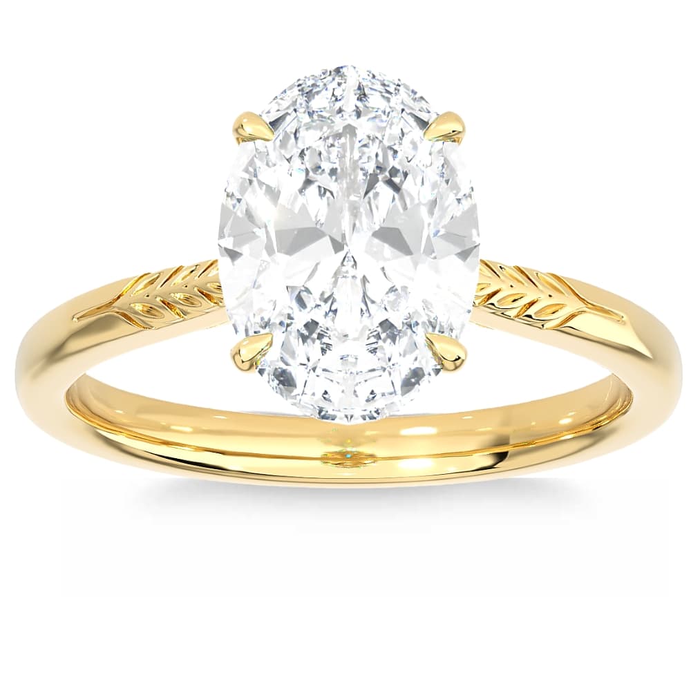 Certified 2 1/2Ct Oval Solitaire Diamond Engagement Ring in 14k Gold Lab Grown