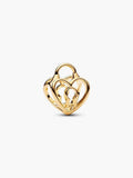 Openwork Heart Padlock Charm In Gold