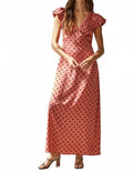 Eleine Dotted Dress In Dusty Red