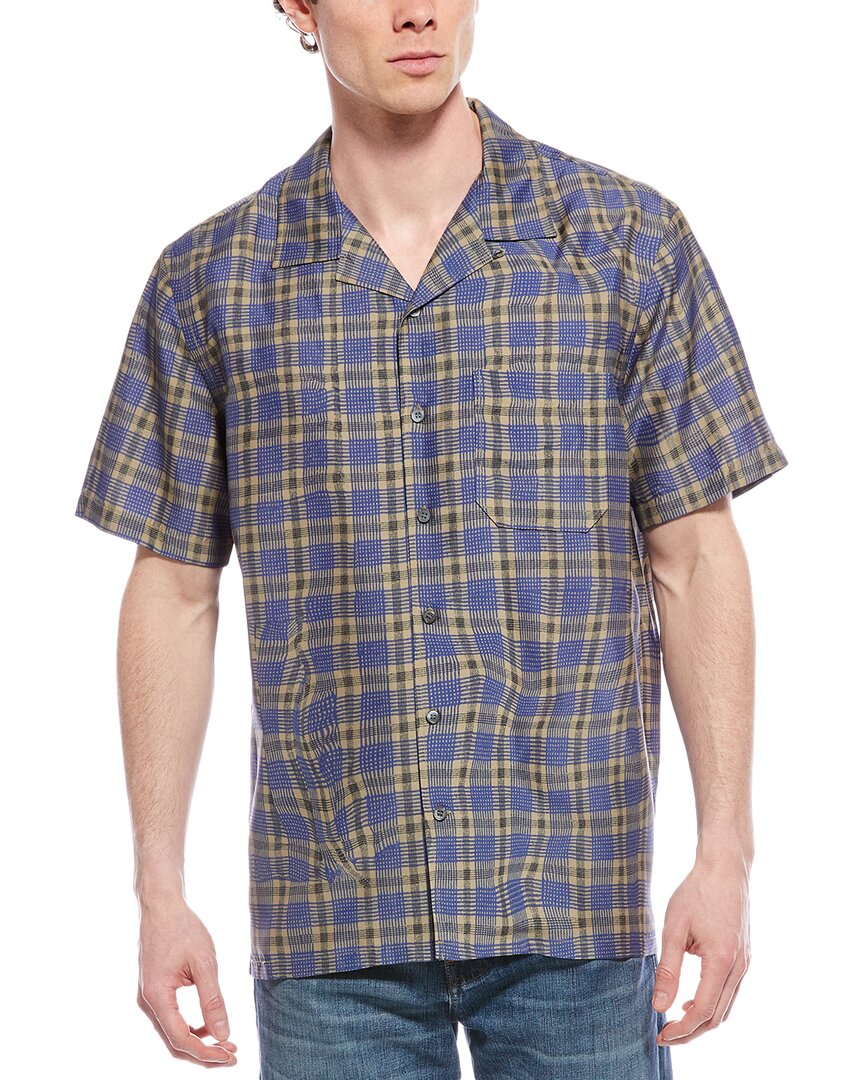 Theory Wrinkle Check Silk-Blend Shirt