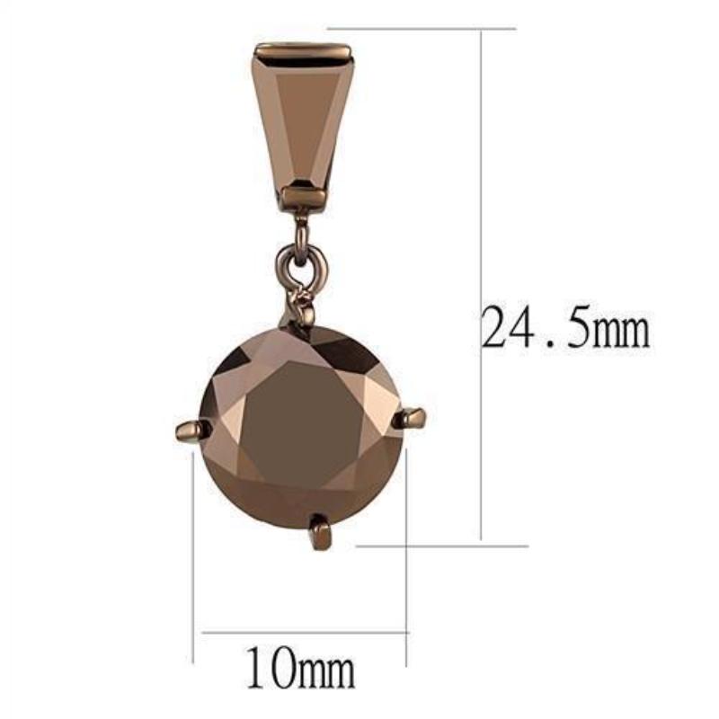 IP Coffee light Brass Earrings with AAA Grade CZ in Light Coffee