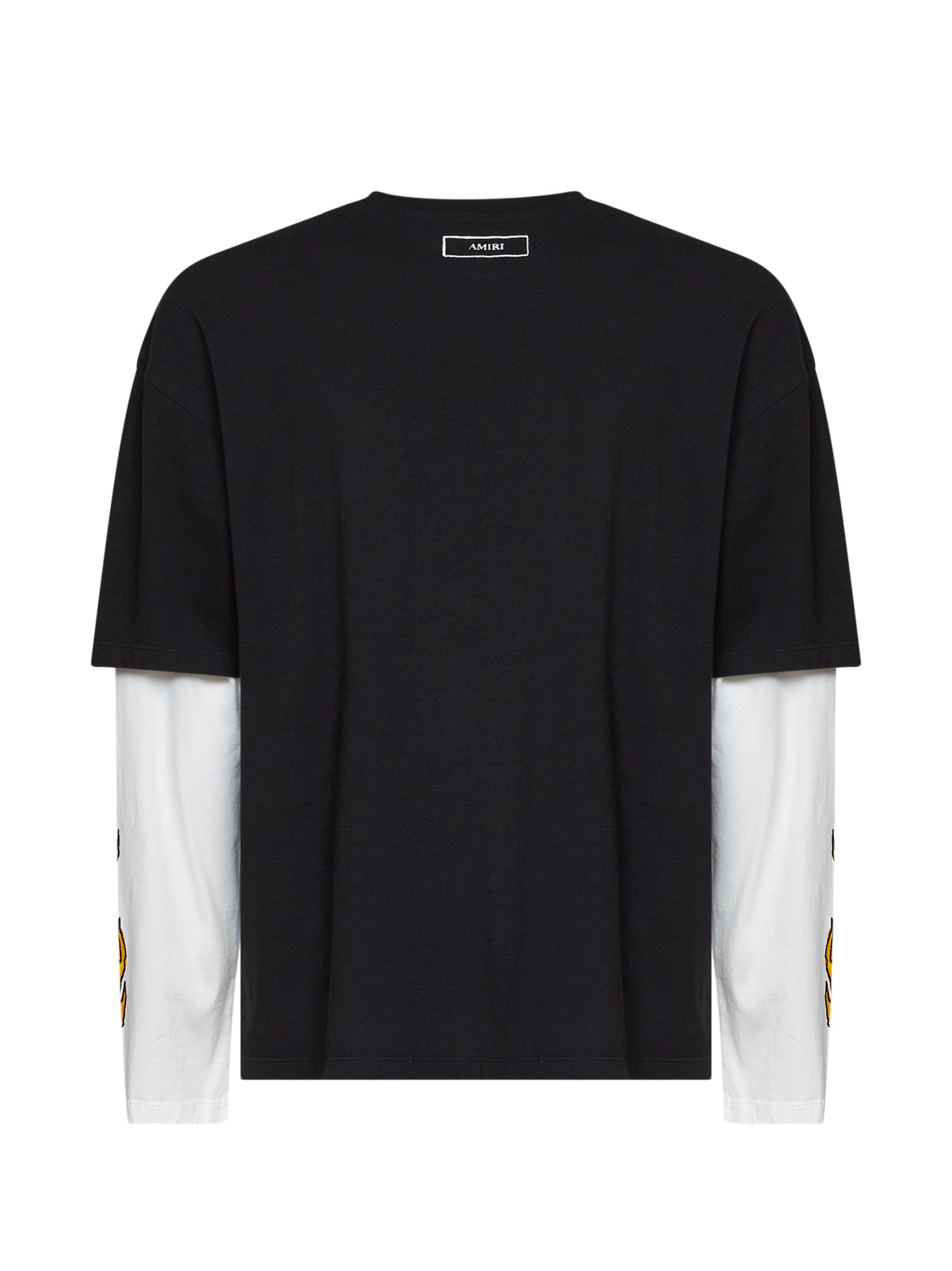 Amiri Men Black Cotton Jersey Burnt Out Double-Sleeve T-Shirt
