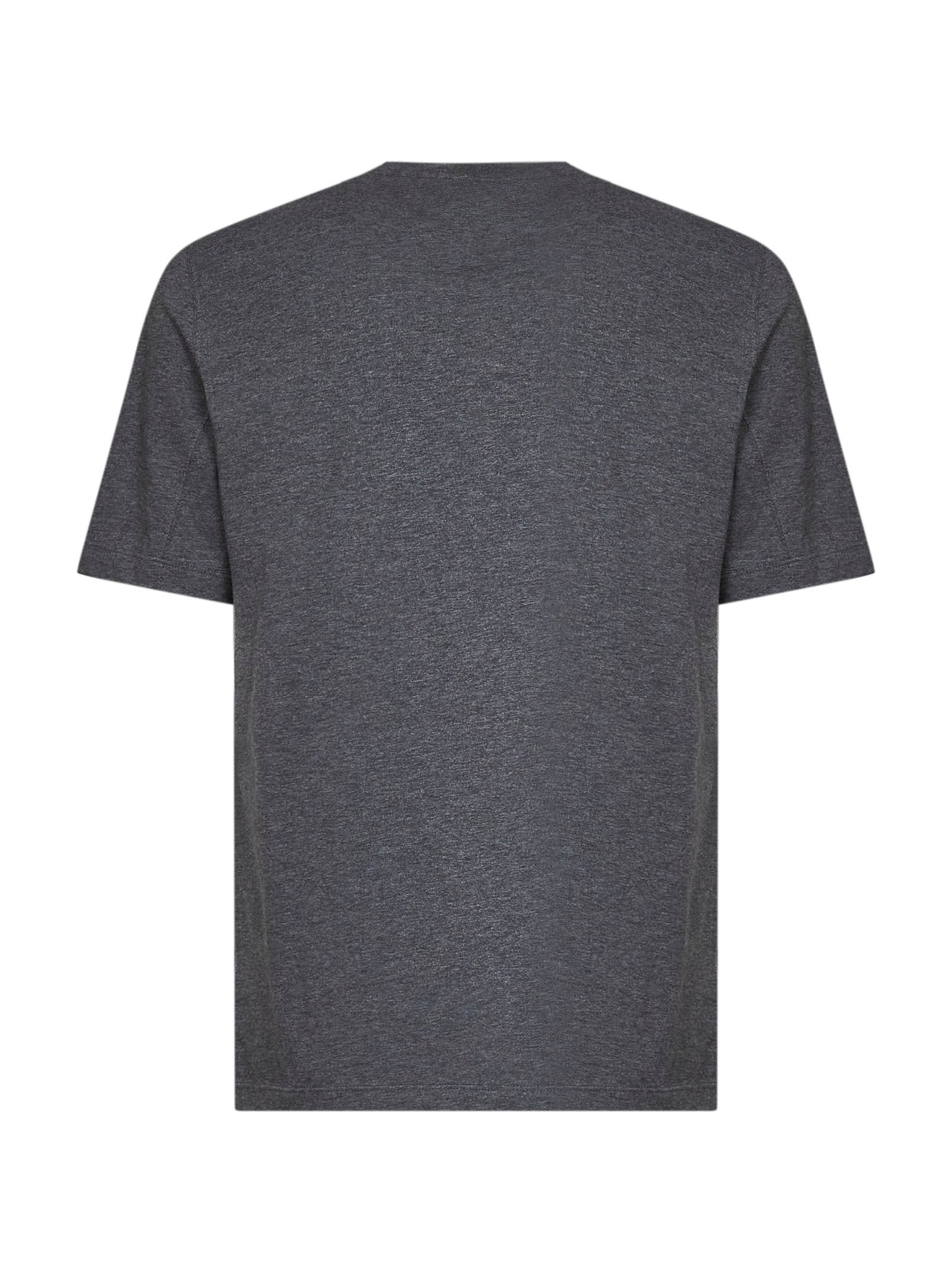 Brunello Cucinelli Men Lead Grey Cotton Jersey Logo Crewneck T-Shirt