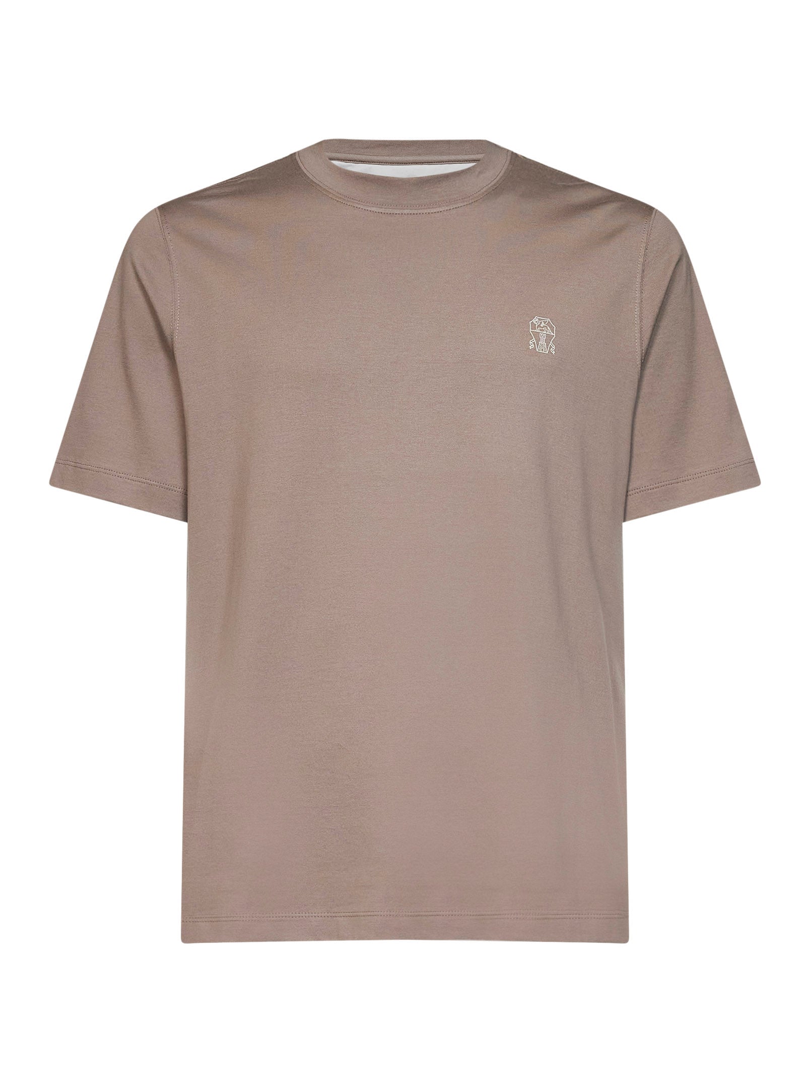 Brunello Cucinelli Men Rock Cotton Jersey Logo Crewneck T-Shirt