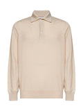 Brunello Cucinelli Men Champagne Cashmere Knit Polo Shirt