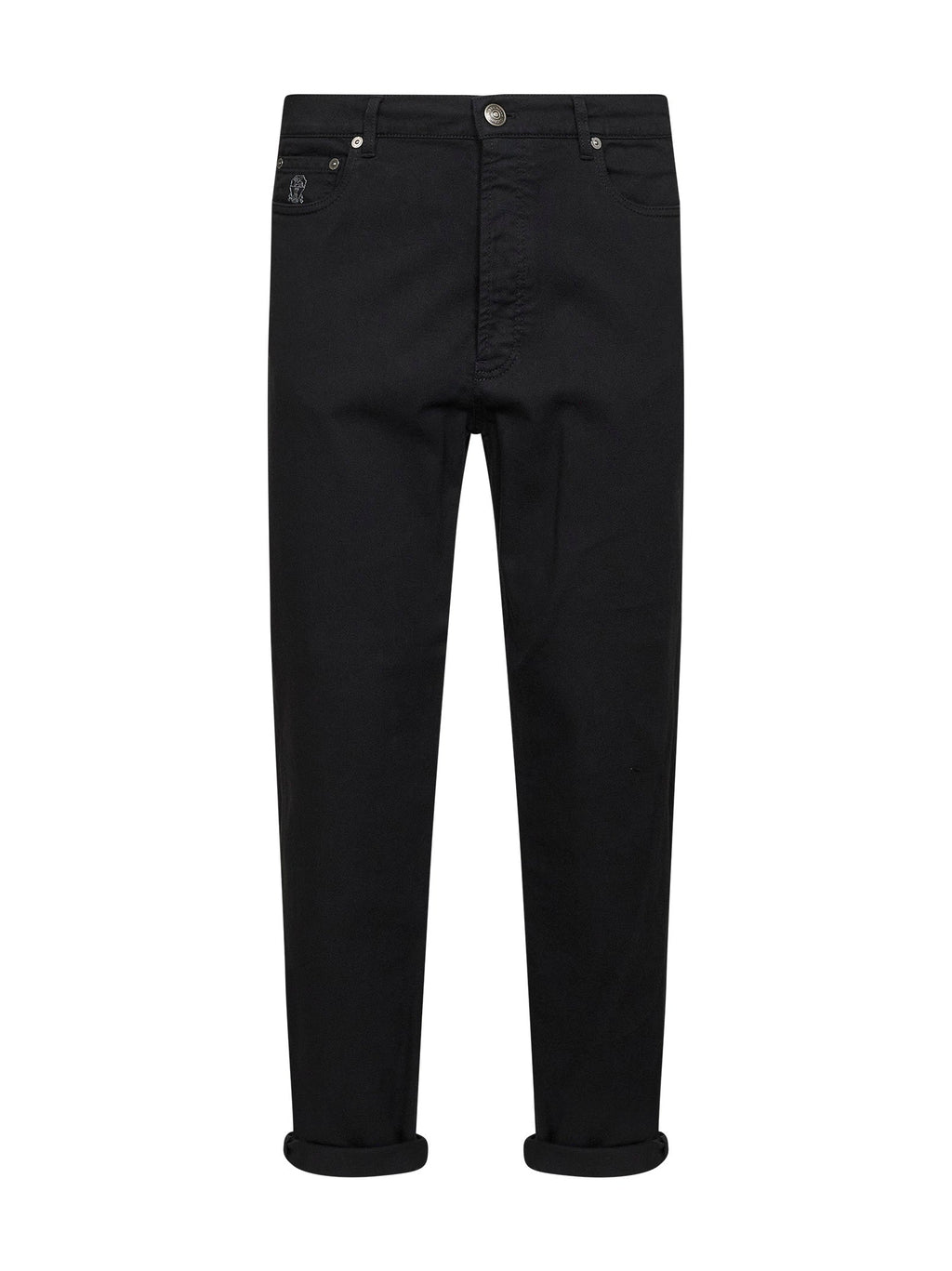 Brunello Cucinelli Men Black Garment-Dyed Lightweight Comfort Denim Iconic Fit Jeans