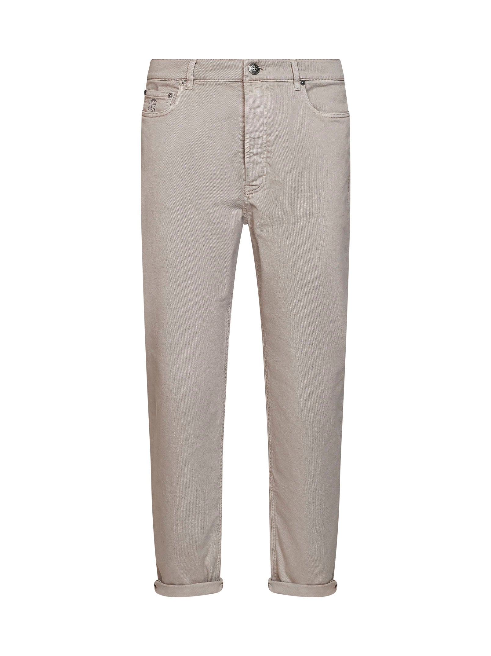 Brunello Cucinelli Men Marble Grey Garment-Dyed Lightweight Comfort Denim Iconic Fit Jeans