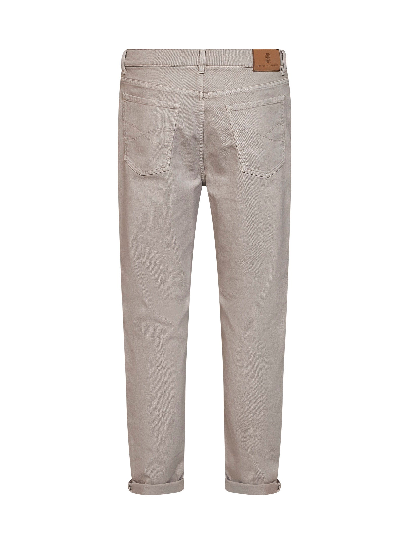 Brunello Cucinelli Men Marble Grey Garment-Dyed Lightweight Comfort Denim Iconic Fit Jeans