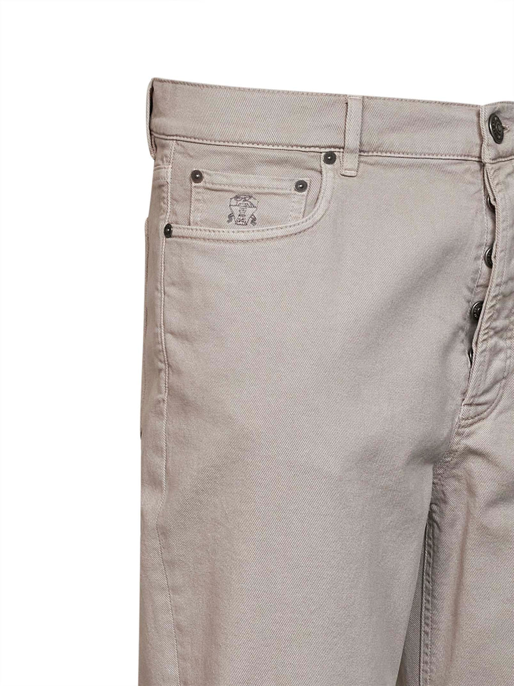 Brunello Cucinelli Men Marble Grey Garment-Dyed Lightweight Comfort Denim Iconic Fit Jeans